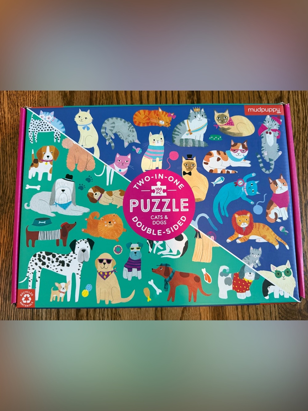Mudpuppy Cats & Dogs 100 Piece Double-Sided Puzzle